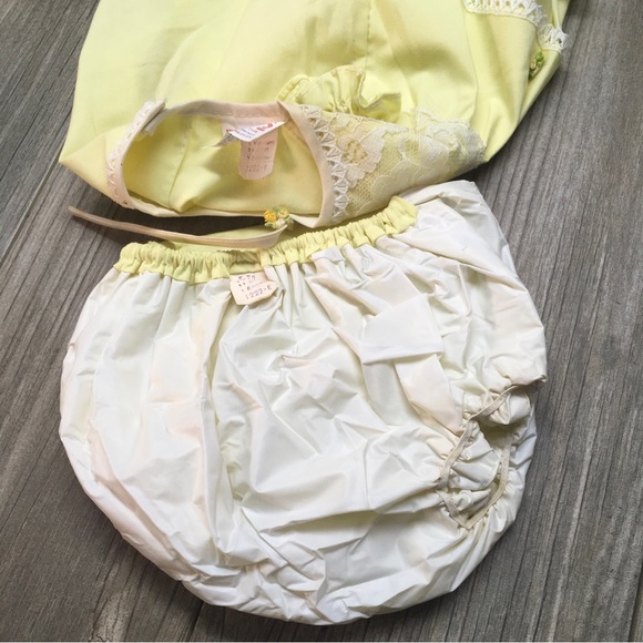 CATTON CANDY Baby Yellow Lace Dress Training Pants CATTON BROS 0-6 Month VTG - Picture 12 of 12